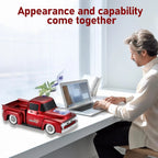 WS - 538 Retro Pickup Truck Bluetooth Replica Speaker – Portable Wireless Car Model Speaker with FM, TWS, LED Party Lights, USB/TF Playback, Built - in Microphone, Type - C, Surprise Gift - WSTER