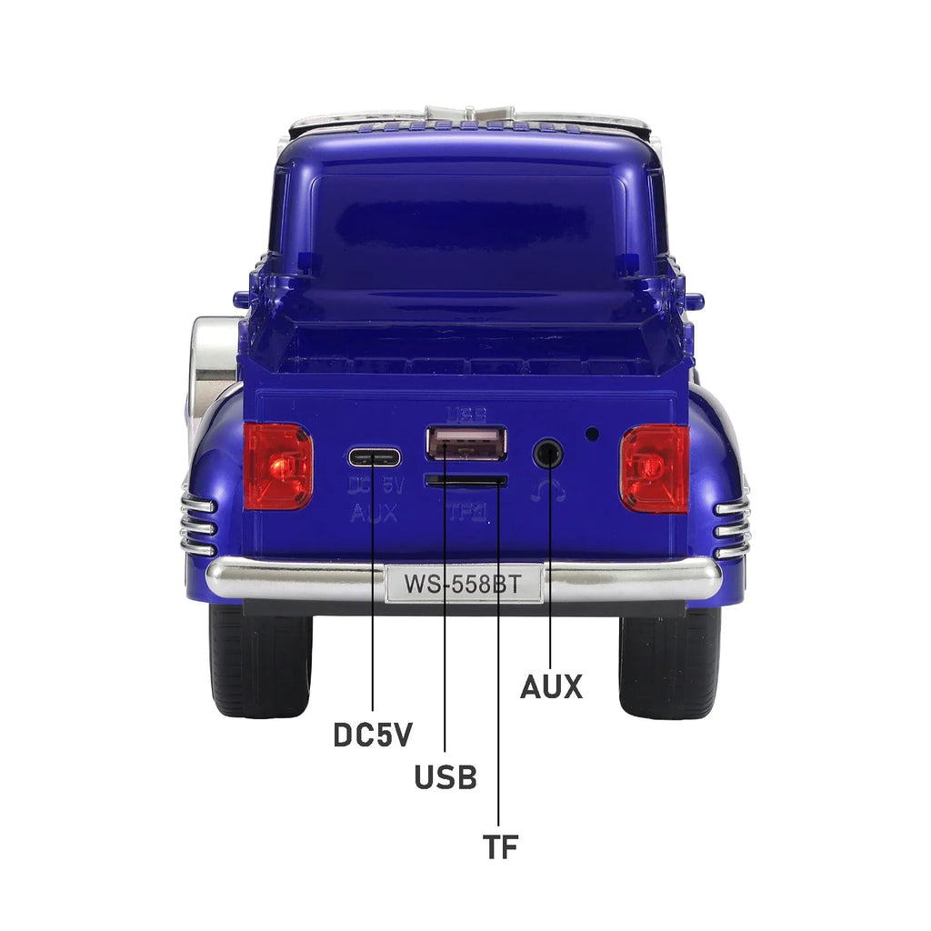 WS - 558 Cool Pickup Truck Design Replica Speaker,Portable Wireless Car model Bluetooth Speaker with HD Sound, TWS, FM Radio, USB/TF Playback, LED Party Light, Built - in Microphone, Surprise Gift - WSTER
