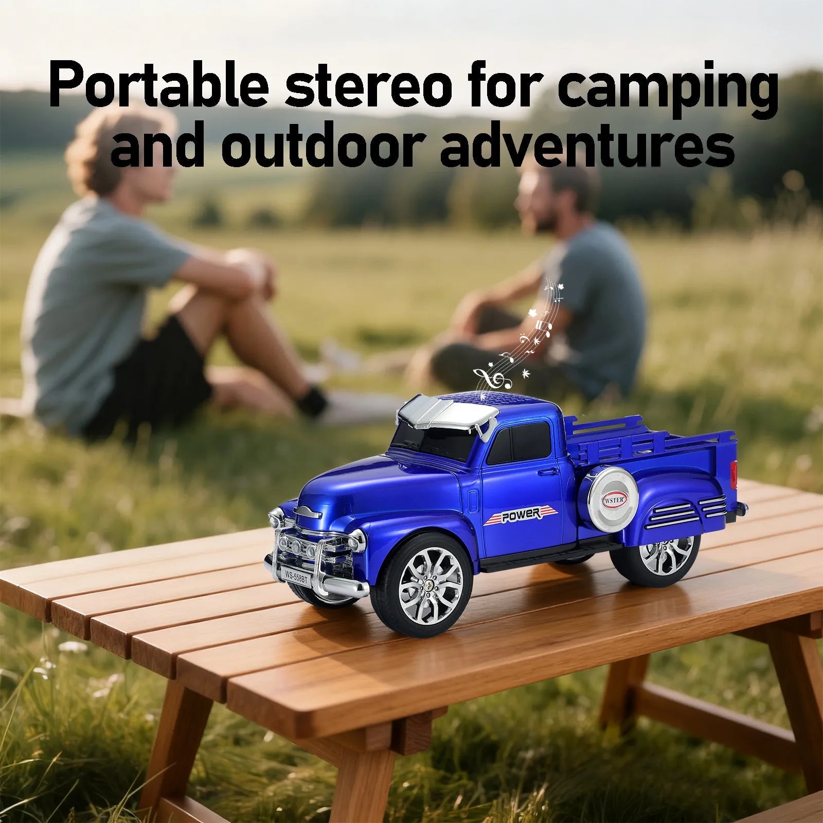 WS - 558 Cool Pickup Truck Design Replica Speaker,Portable Wireless Car model Bluetooth Speaker with HD Sound, TWS, FM Radio, USB/TF Playback, LED Party Light, Built - in Microphone, Surprise Gift - WSTER