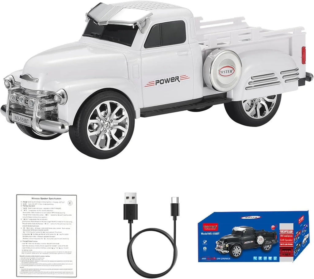 WS - 558 Cool Pickup Truck Design Replica Speaker,Portable Wireless Car model Bluetooth Speaker with HD Sound, TWS, FM Radio, USB/TF Playback, LED Party Light, Built - in Microphone, Surprise Gift - WSTER