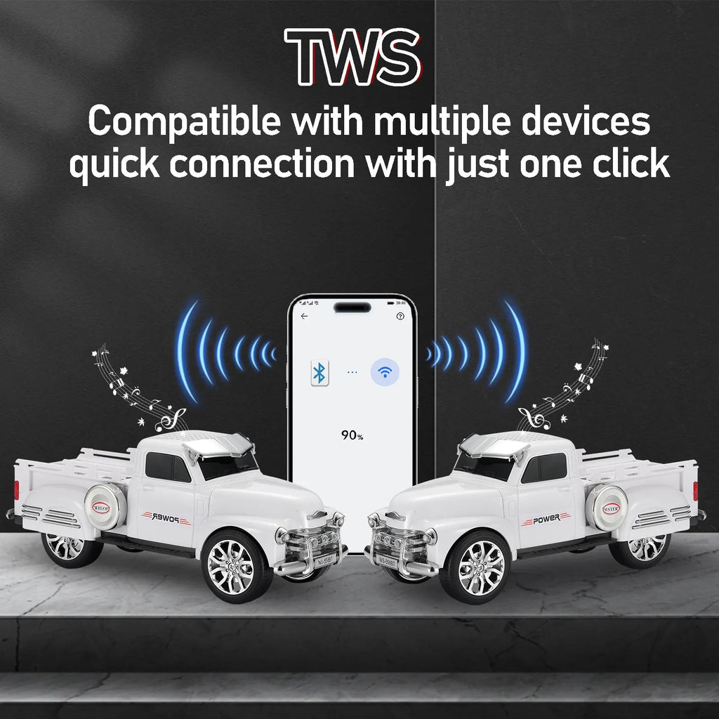 WS - 558 Cool Pickup Truck Design Replica Speaker,Portable Wireless Car model Bluetooth Speaker with HD Sound, TWS, FM Radio, USB/TF Playback, LED Party Light, Built - in Microphone, Surprise Gift - WSTER