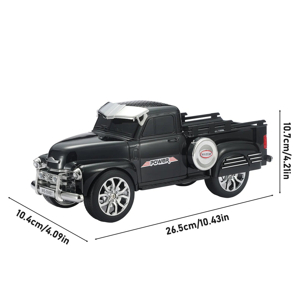 WS - 558 Cool Pickup Truck Design Replica Speaker,Portable Wireless Car model Bluetooth Speaker with HD Sound, TWS, FM Radio, USB/TF Playback, LED Party Light, Built - in Microphone, Surprise Gift - WSTER