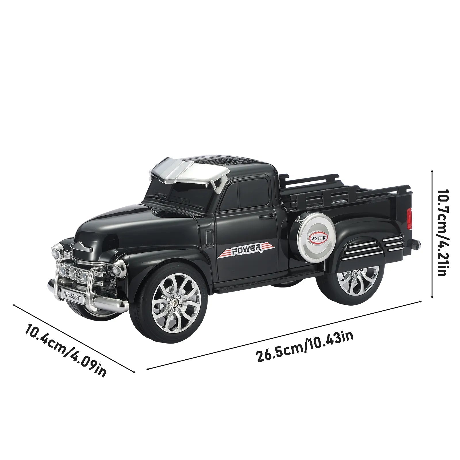 WS - 558 Cool Pickup Truck Design Replica Speaker,Portable Wireless Car model Bluetooth Speaker with HD Sound, TWS, FM Radio, USB/TF Playback, LED Party Light, Built - in Microphone, Surprise Gift - WSTER