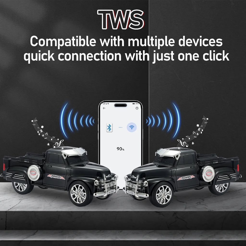 WS - 558 Cool Pickup Truck Design Replica Speaker,Portable Wireless Car model Bluetooth Speaker with HD Sound, TWS, FM Radio, USB/TF Playback, LED Party Light, Built - in Microphone, Surprise Gift - WSTER