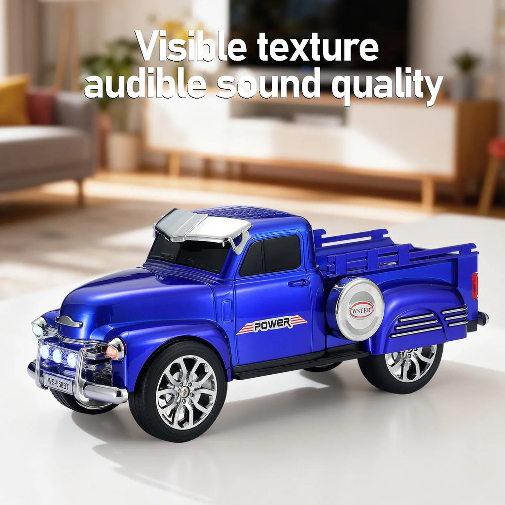 WS - 558 Cool Pickup Truck Design Replica Speaker,Portable Wireless Car model Bluetooth Speaker with HD Sound, TWS, FM Radio, USB/TF Playback, LED Party Light, Built - in Microphone, Surprise Gift - WSTER