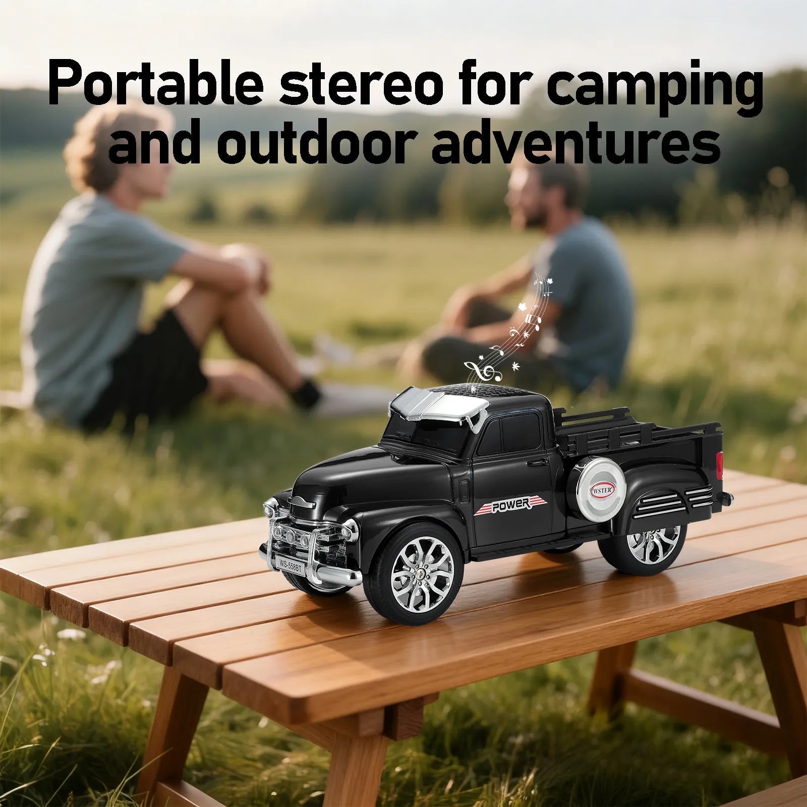WS - 558 Cool Pickup Truck Design Replica Speaker,Portable Wireless Car model Bluetooth Speaker with HD Sound, TWS, FM Radio, USB/TF Playback, LED Party Light, Built - in Microphone, Surprise Gift - WSTER