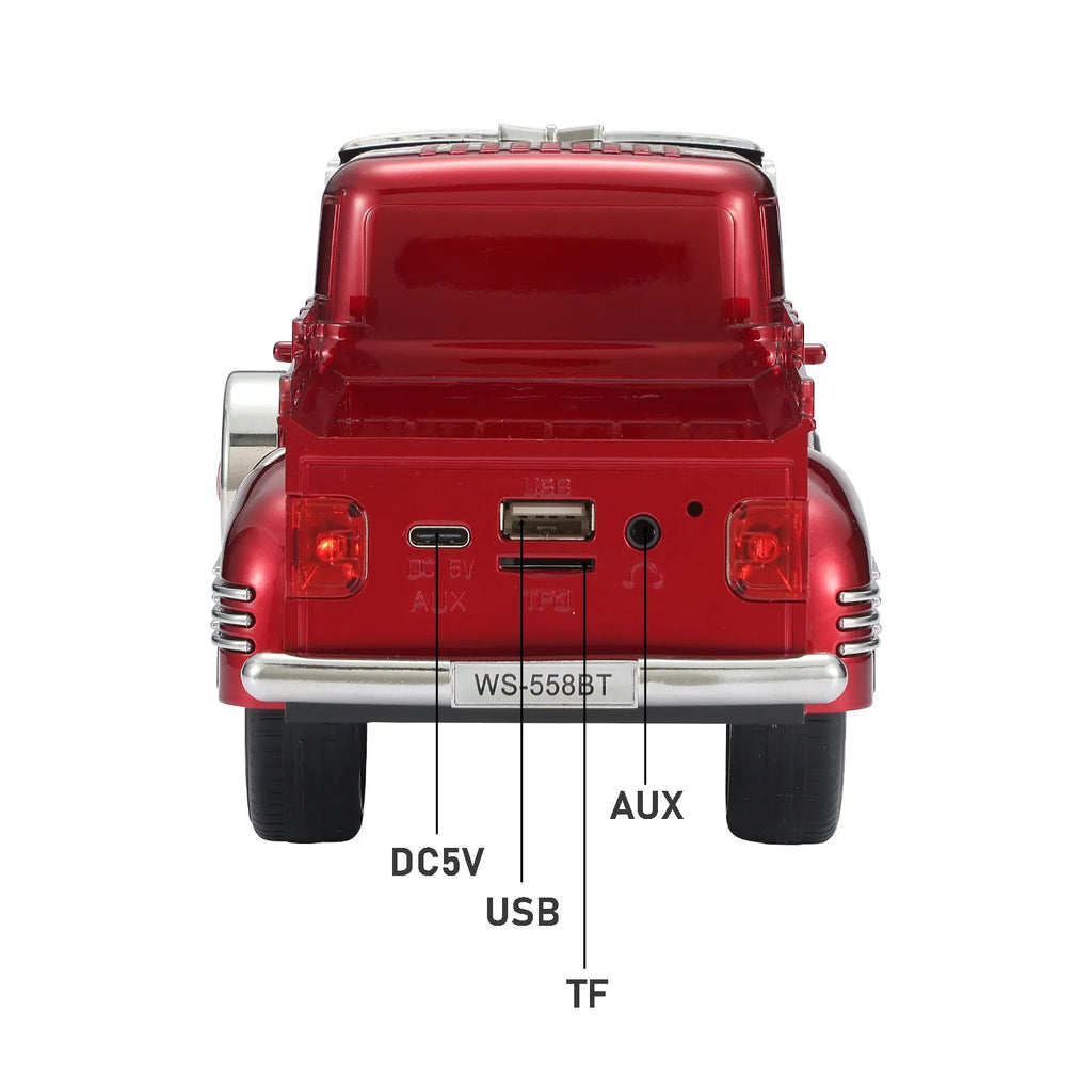 WS - 558 Cool Pickup Truck Design Replica Speaker,Portable Wireless Car model Bluetooth Speaker with HD Sound, TWS, FM Radio, USB/TF Playback, LED Party Light, Built - in Microphone, Surprise Gift - WSTER