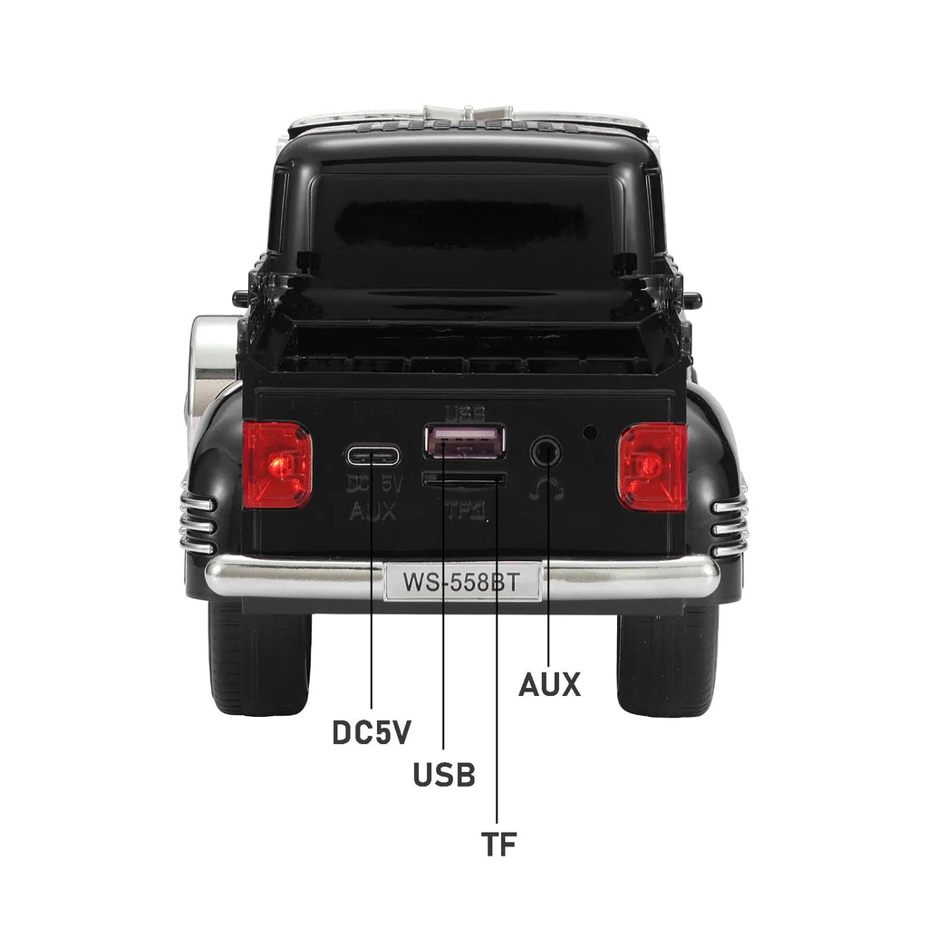 WS - 558 Cool Pickup Truck Design Replica Speaker,Portable Wireless Car model Bluetooth Speaker with HD Sound, TWS, FM Radio, USB/TF Playback, LED Party Light, Built - in Microphone, Surprise Gift - WSTER