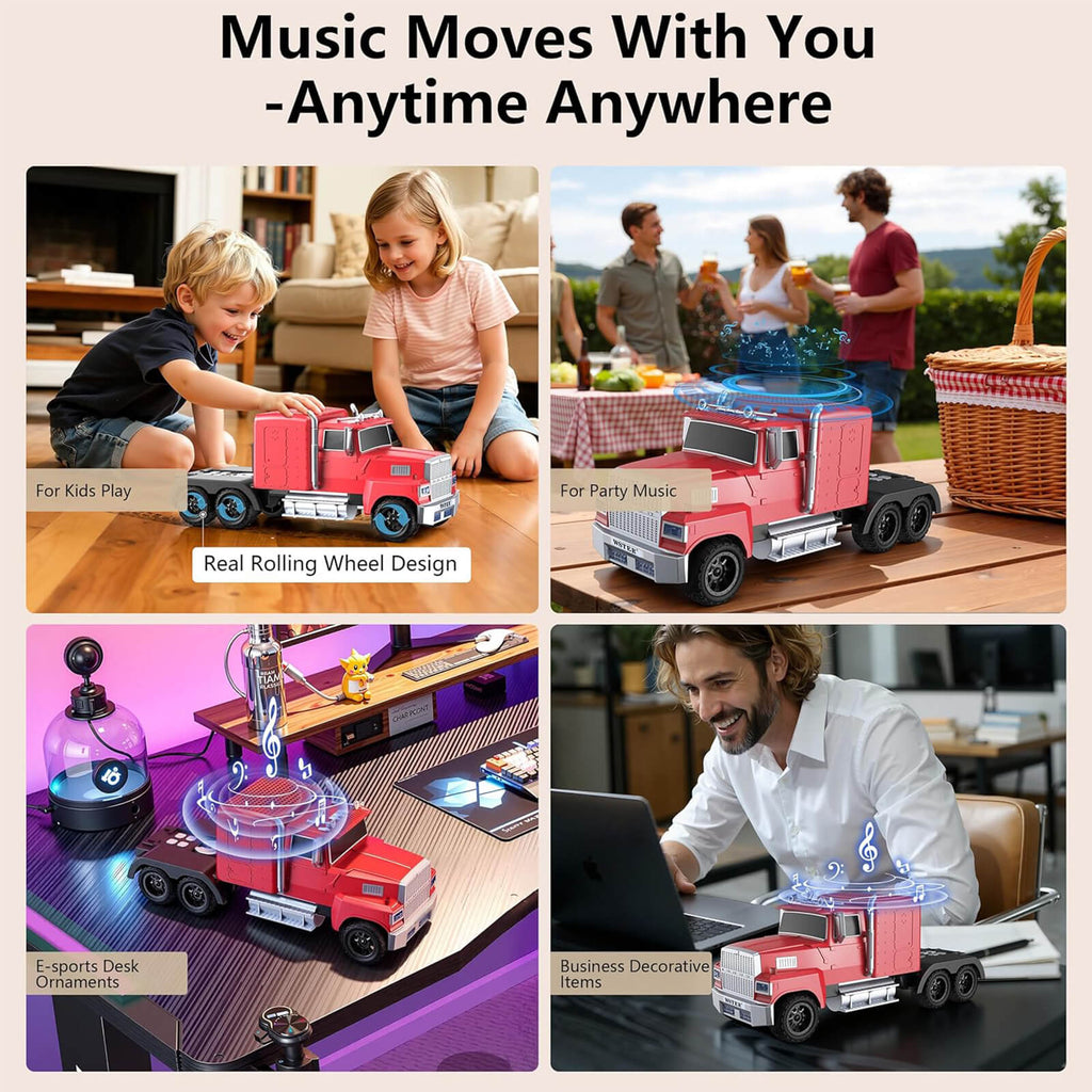 WS - 570 Retro American Truck Model Bluetooth Replica Speaker – Portable HD Sound, TWS Stereo,FM Radio,LED Party Lights,Built - in Microphone Hands - Free,Surprise Portable Gift for Car Enthusiasts - WSTER