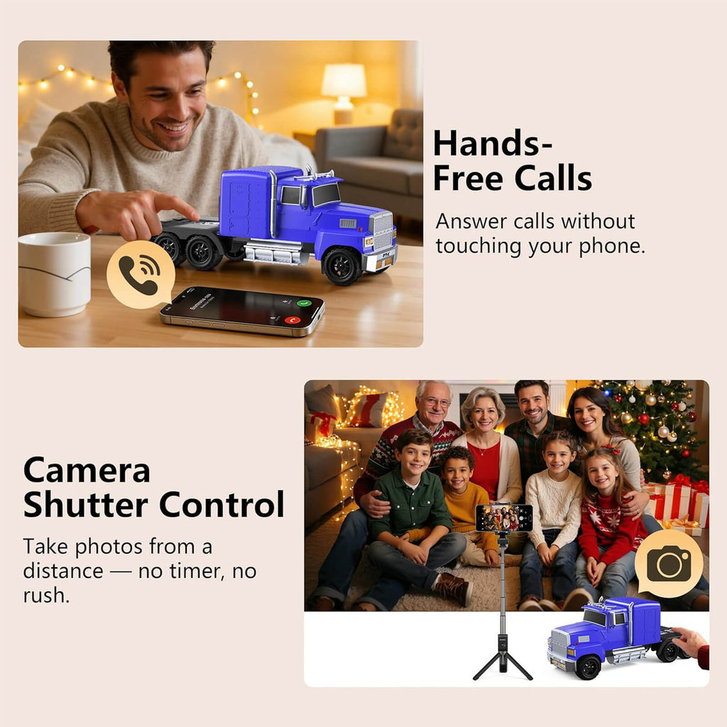 WS - 570 Retro American Truck Model Bluetooth Replica Speaker – Portable HD Sound, TWS Stereo,FM Radio,LED Party Lights,Built - in Microphone Hands - Free,Surprise Portable Gift for Car Enthusiasts - WSTER