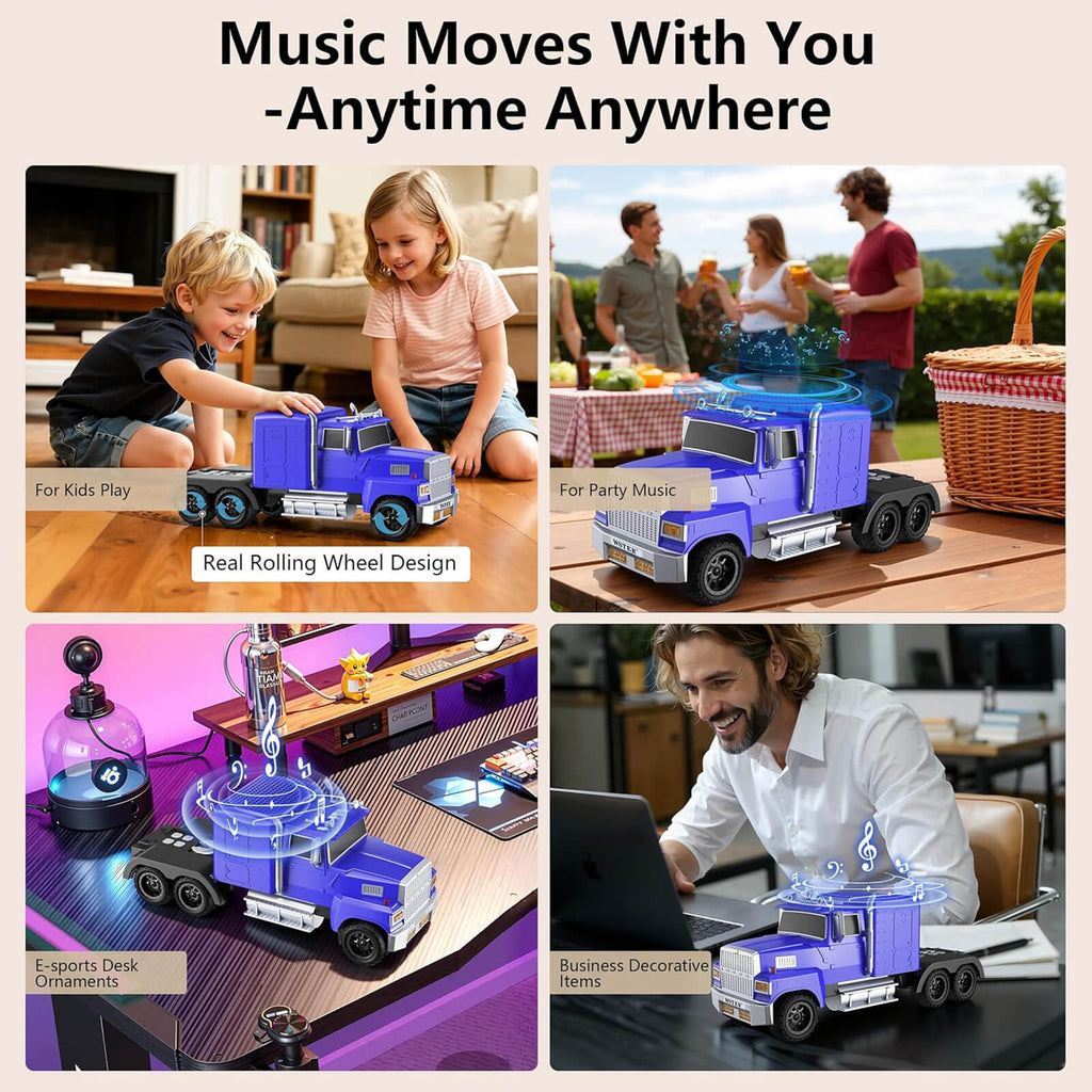 WS - 570 Retro American Truck Model Bluetooth Replica Speaker – Portable HD Sound, TWS Stereo,FM Radio,LED Party Lights,Built - in Microphone Hands - Free,Surprise Portable Gift for Car Enthusiasts - WSTER