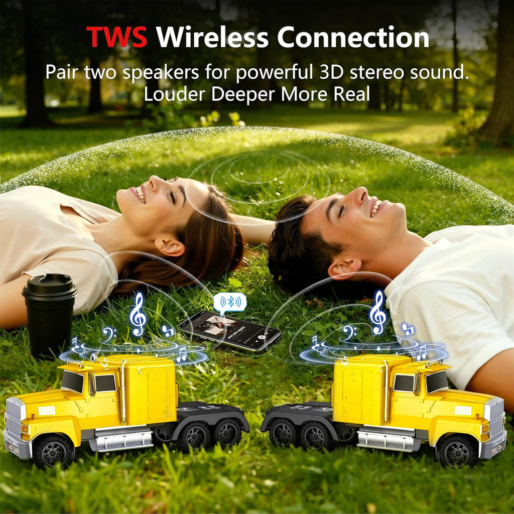 WS - 570 Retro American Truck Model Bluetooth Replica Speaker – Portable HD Sound, TWS Stereo,FM Radio,LED Party Lights,Built - in Microphone Hands - Free,Surprise Portable Gift for Car Enthusiasts - WSTER
