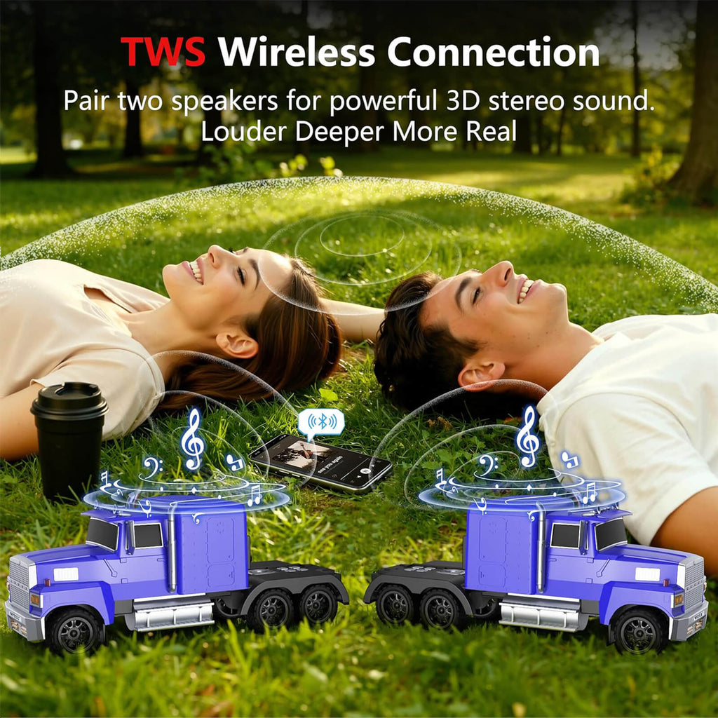 WS - 570 Retro American Truck Model Bluetooth Replica Speaker – Portable HD Sound, TWS Stereo,FM Radio,LED Party Lights,Built - in Microphone Hands - Free,Surprise Portable Gift for Car Enthusiasts - WSTER