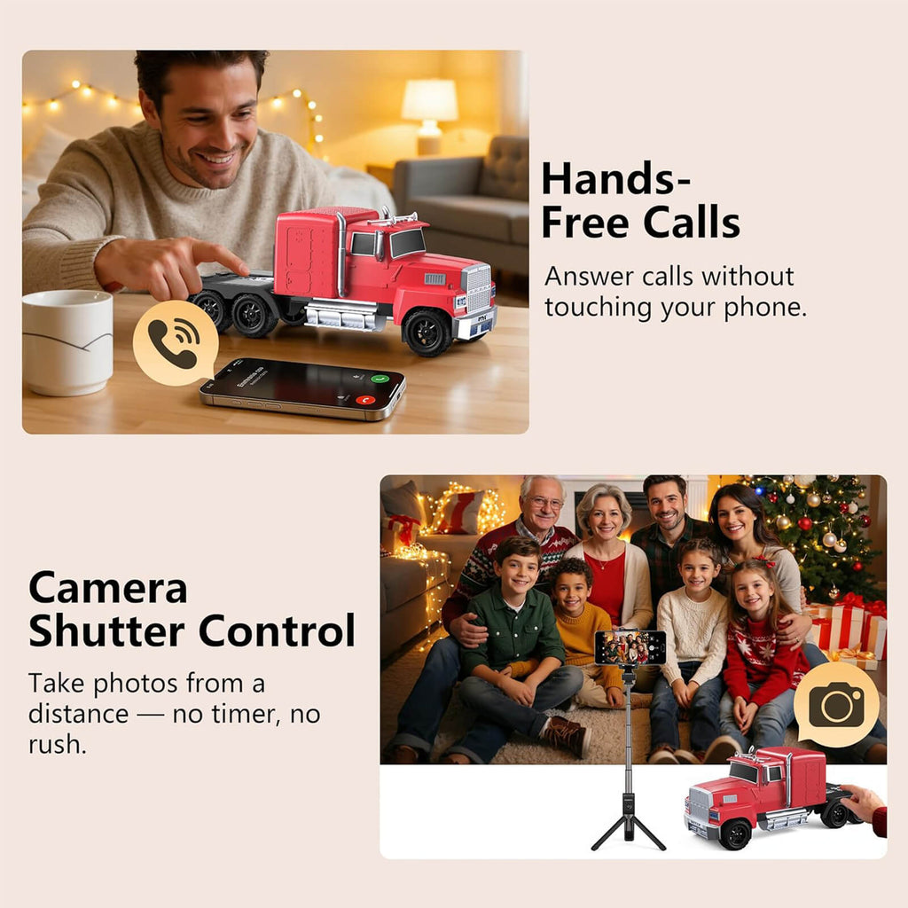 WS - 570 Retro American Truck Model Bluetooth Replica Speaker – Portable HD Sound, TWS Stereo,FM Radio,LED Party Lights,Built - in Microphone Hands - Free,Surprise Portable Gift for Car Enthusiasts - WSTER
