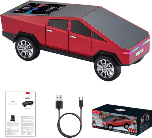 WS - 580 Cybertruck Portable Bluetooth Speaker, Replica Car with Display Screen, HD Sound, TWS Pairing, FM Radio, Built - in Mic, Remote Selfie Control, LED Party Light, Gift for Car Lovers - WSTER
