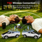 WS - 580 Cybertruck Portable Bluetooth Speaker, Replica Car with Display Screen, HD Sound, TWS Pairing, FM Radio, Built - in Mic, Remote Selfie Control, LED Party Light, Gift for Car Lovers - WSTER