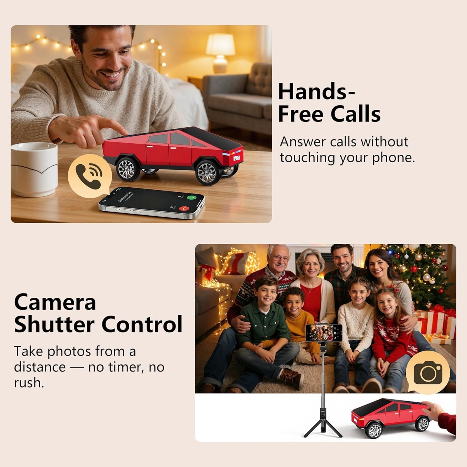 WS - 580 Cybertruck Portable Bluetooth Speaker, Replica Car with Display Screen, HD Sound, TWS Pairing, FM Radio, Built - in Mic, Remote Selfie Control, LED Party Light, Gift for Car Lovers - WSTER