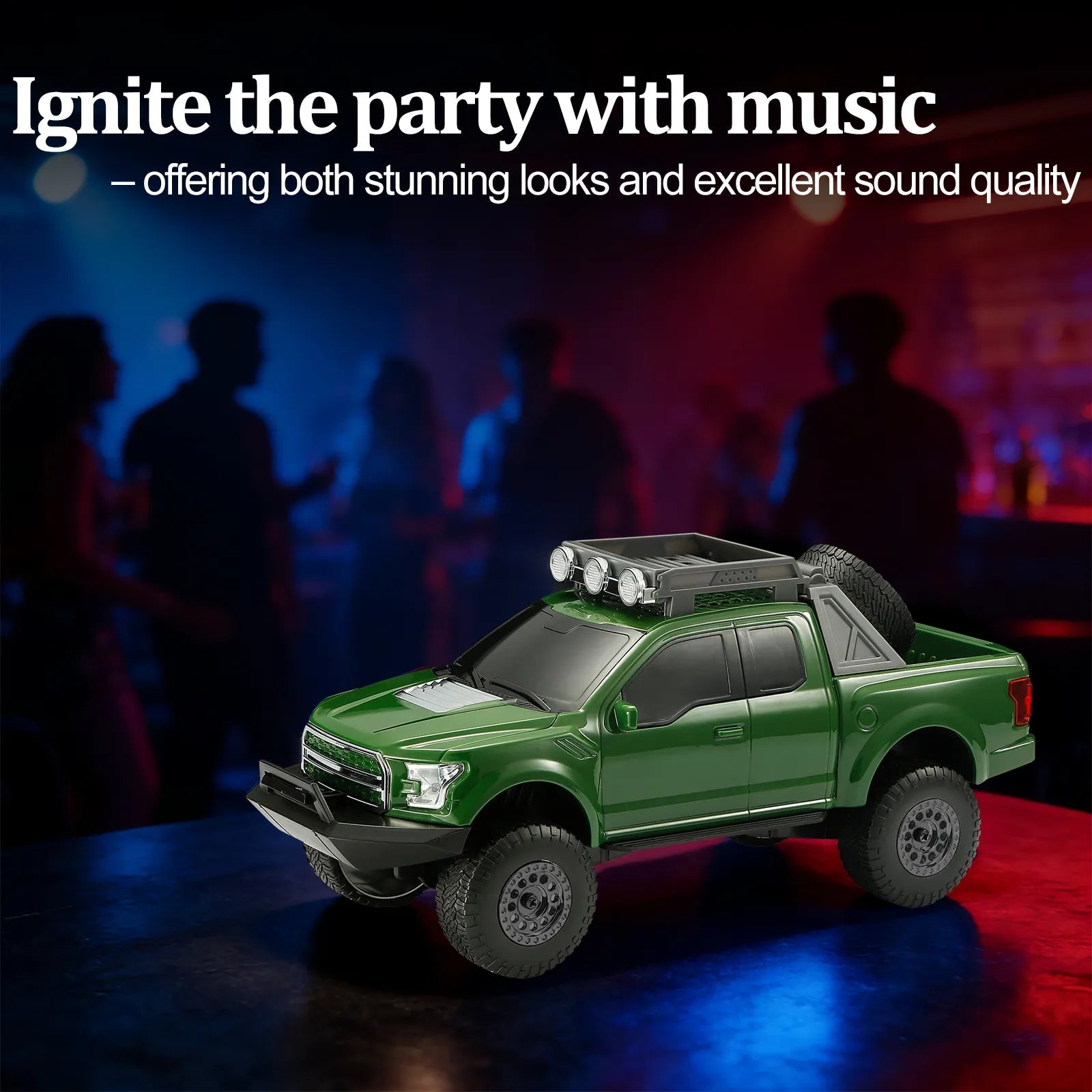 WS - 589 Rugged Pickup Truck Bluetooth Replica Speaker – Portable Audio with TWS, LED Party Lights & HD Stereo | Unique Surprise Gift for Music & Truck Lovers - WSTER