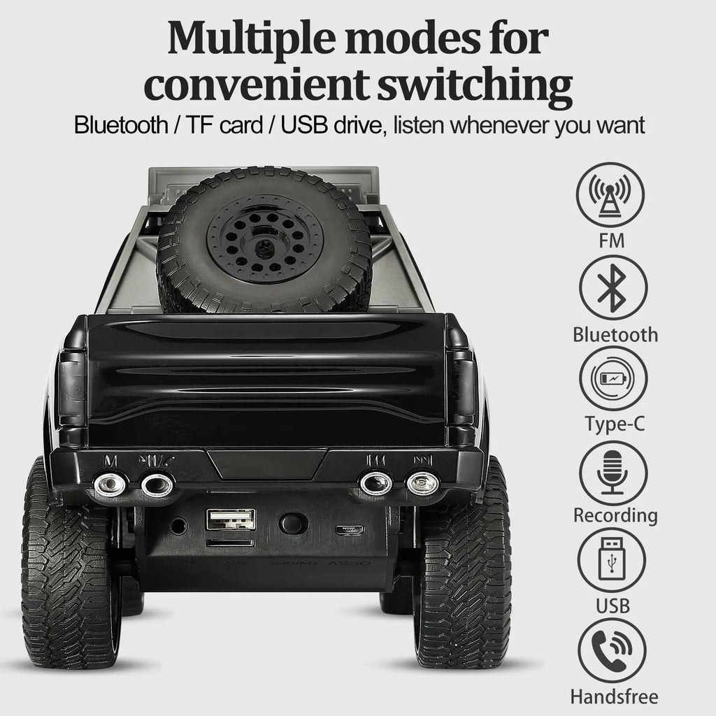 WS - 589 Rugged Pickup Truck Bluetooth Replica Speaker – Portable Audio with TWS, LED Party Lights & HD Stereo | Unique Surprise Gift for Music & Truck Lovers - WSTER