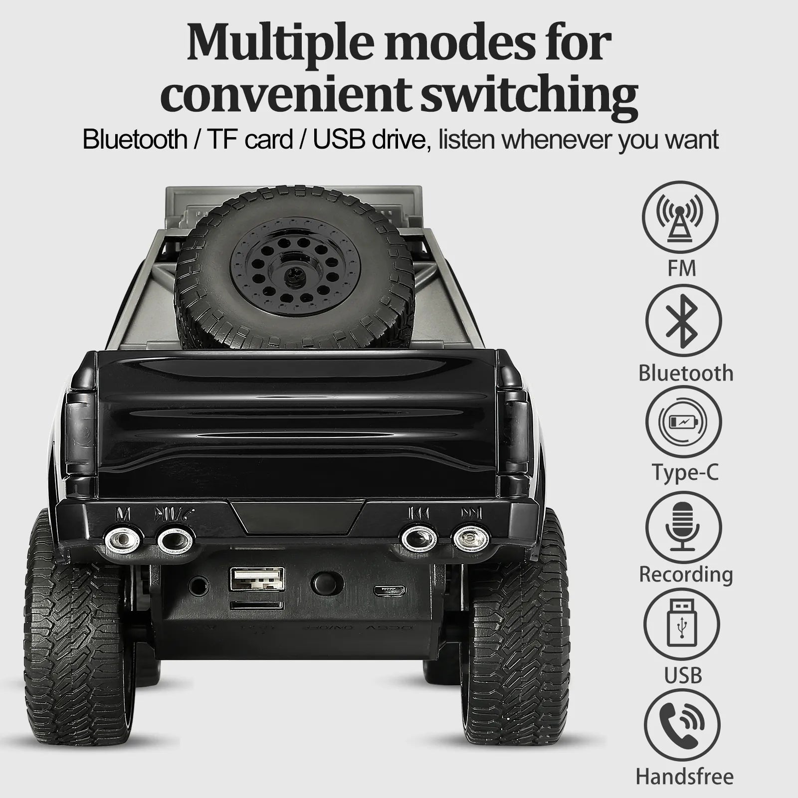 WS - 589 Rugged Pickup Truck Bluetooth Replica Speaker – Portable Audio with TWS, LED Party Lights & HD Stereo | Unique Surprise Gift for Music & Truck Lovers - WSTER