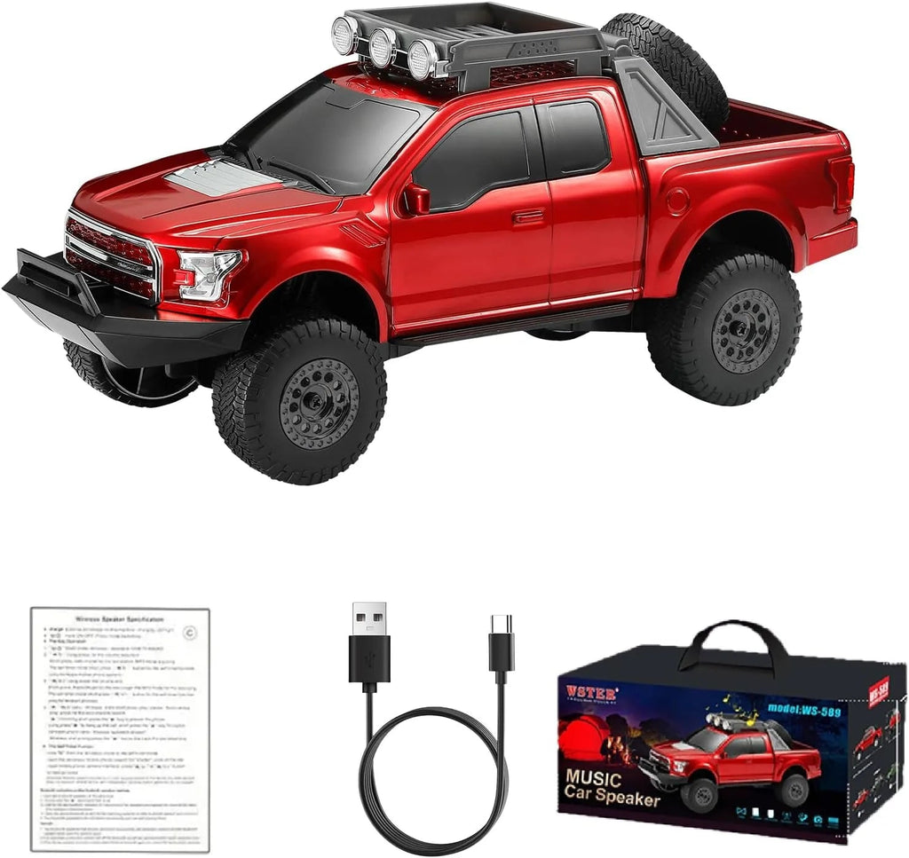 WS - 589 Rugged Pickup Truck Bluetooth Replica Speaker – Portable Audio with TWS, LED Party Lights & HD Stereo | Unique Surprise Gift for Music & Truck Lovers - WSTER