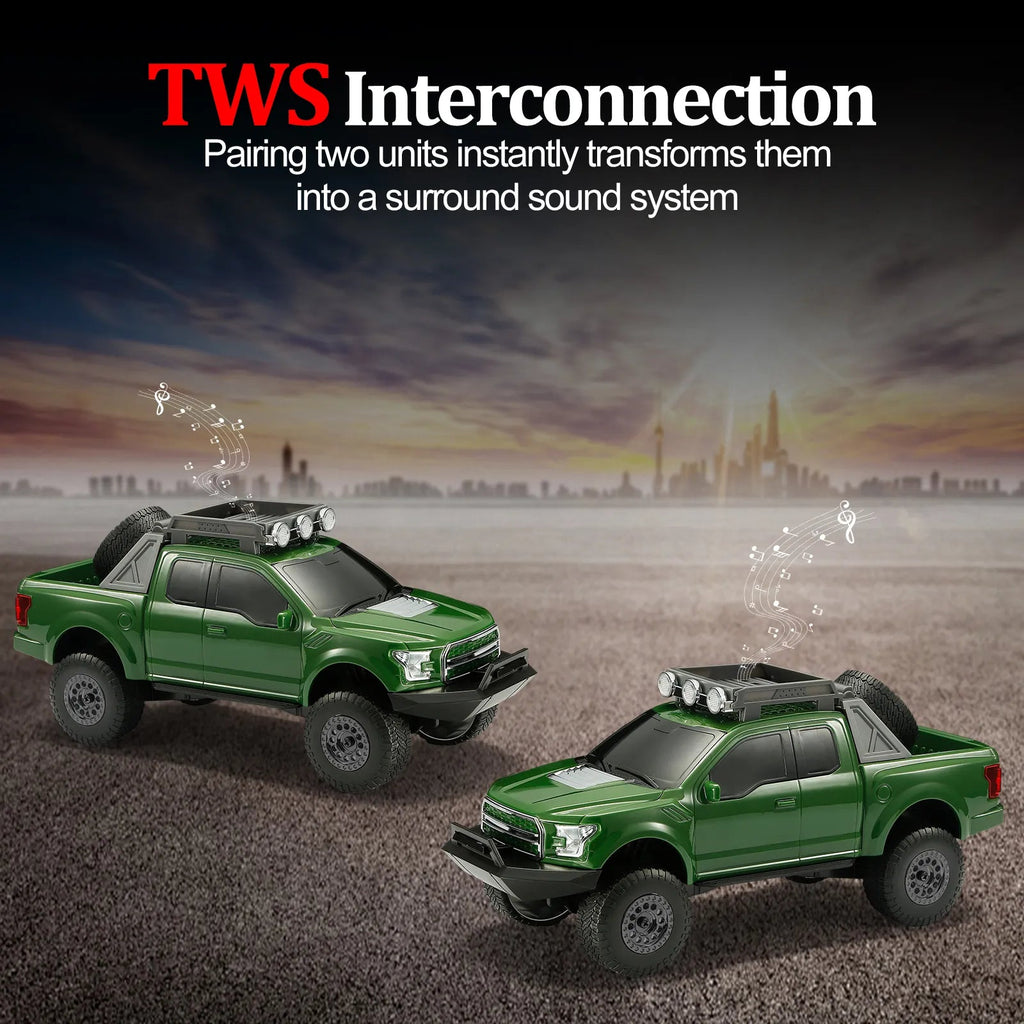 WS - 589 Rugged Pickup Truck Bluetooth Replica Speaker – Portable Audio with TWS, LED Party Lights & HD Stereo | Unique Surprise Gift for Music & Truck Lovers - WSTER