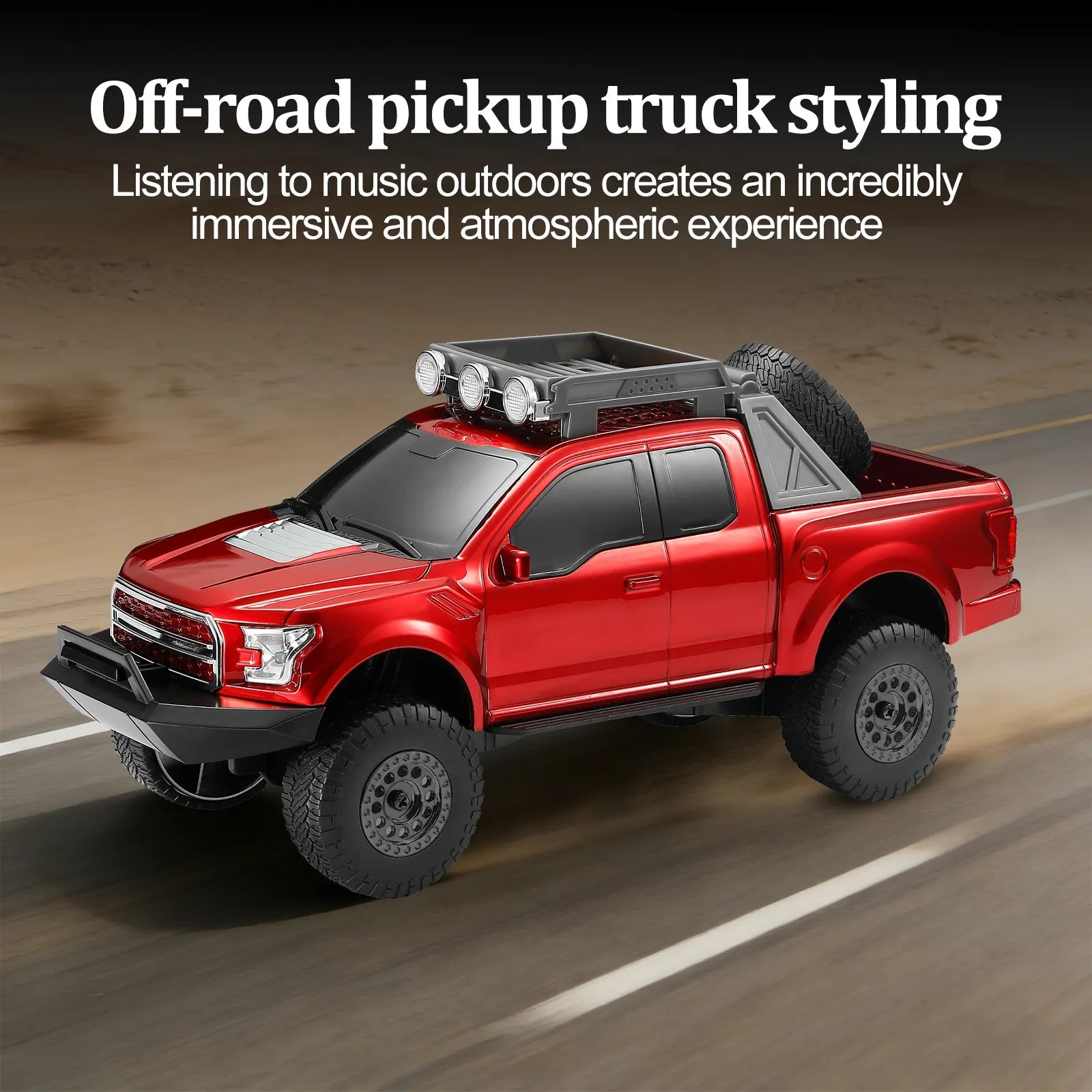 WS - 589 Rugged Pickup Truck Bluetooth Replica Speaker – Portable Audio with TWS, LED Party Lights & HD Stereo | Unique Surprise Gift for Music & Truck Lovers - WSTER