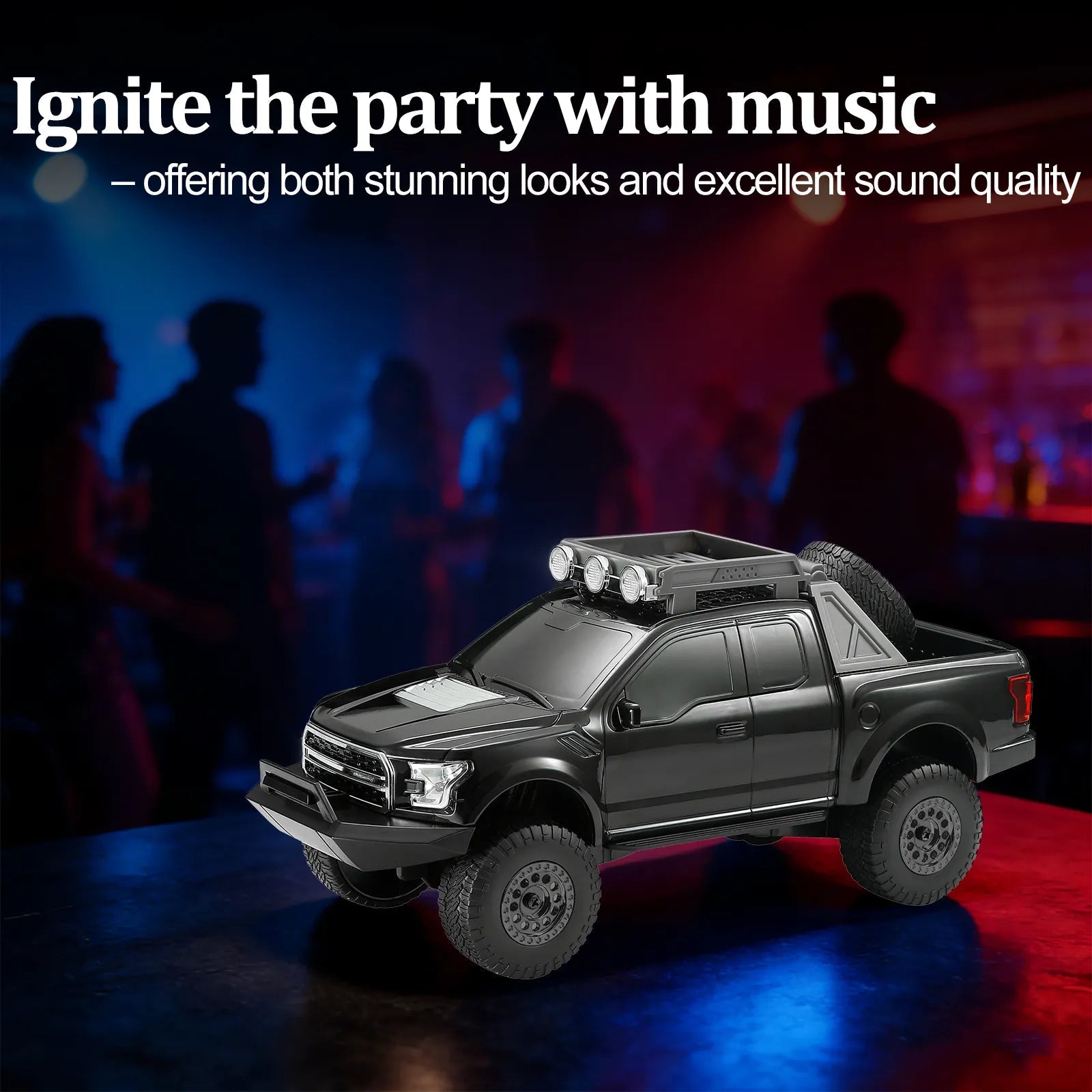 WS - 589 Rugged Pickup Truck Bluetooth Replica Speaker – Portable Audio with TWS, LED Party Lights & HD Stereo | Unique Surprise Gift for Music & Truck Lovers - WSTER