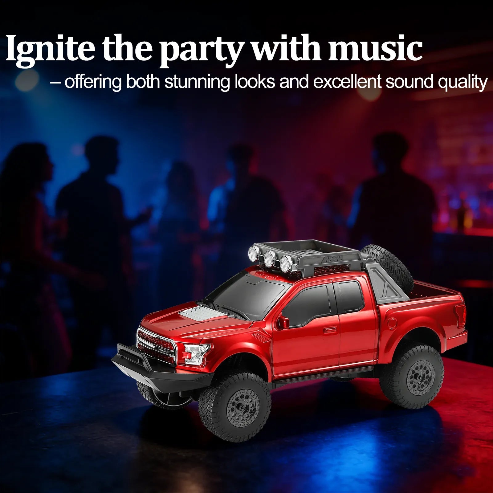 WS - 589 Rugged Pickup Truck Bluetooth Replica Speaker – Portable Audio with TWS, LED Party Lights & HD Stereo | Unique Surprise Gift for Music & Truck Lovers - WSTER