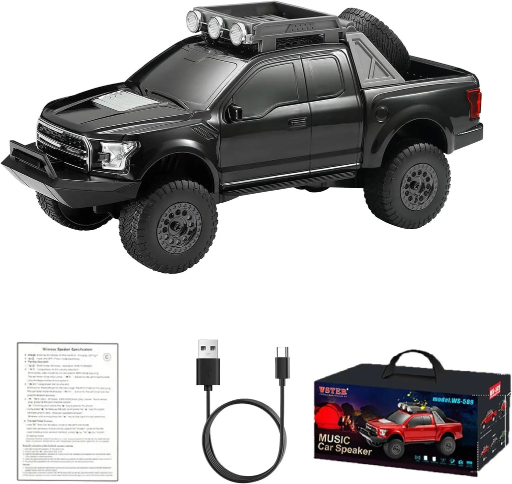 WS - 589 Rugged Pickup Truck Bluetooth Replica Speaker – Portable Audio with TWS, LED Party Lights & HD Stereo | Unique Surprise Gift for Music & Truck Lovers - WSTER