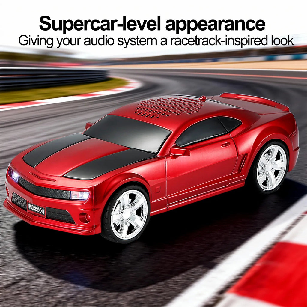 WS - 592 Supercar Design Bluetooth Replica Speaker – Portable Car Model Wireless Speaker with TWS Stereo, FM Radio, LED Party Lights, USB/TF Playback, Hands - Free Calling, Microphone - WSTER