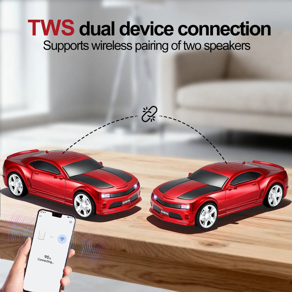 WS - 592 Supercar Design Bluetooth Replica Speaker – Portable Car Model Wireless Speaker with TWS Stereo, FM Radio, LED Party Lights, USB/TF Playback, Hands - Free Calling, Microphone - WSTER