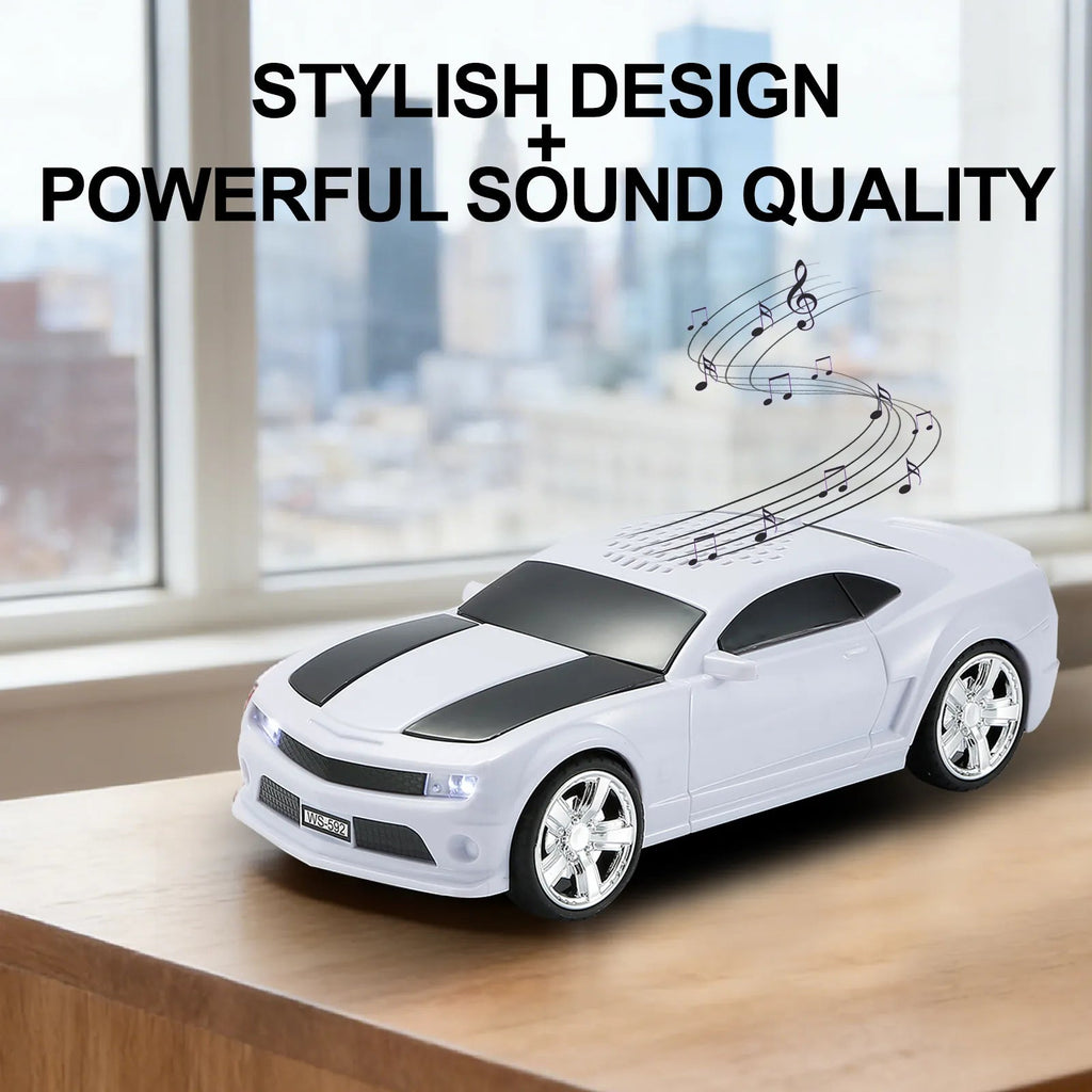 WS - 592 Supercar Design Bluetooth Replica Speaker – Portable Car Model Wireless Speaker with TWS Stereo, FM Radio, LED Party Lights, USB/TF Playback, Hands - Free Calling, Microphone - WSTER