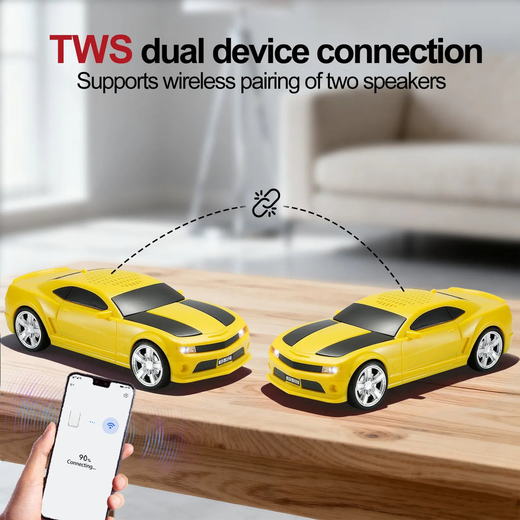 WS - 592 Supercar Design Bluetooth Replica Speaker – Portable Car Model Wireless Speaker with TWS Stereo, FM Radio, LED Party Lights, USB/TF Playback, Hands - Free Calling, Microphone - WSTER