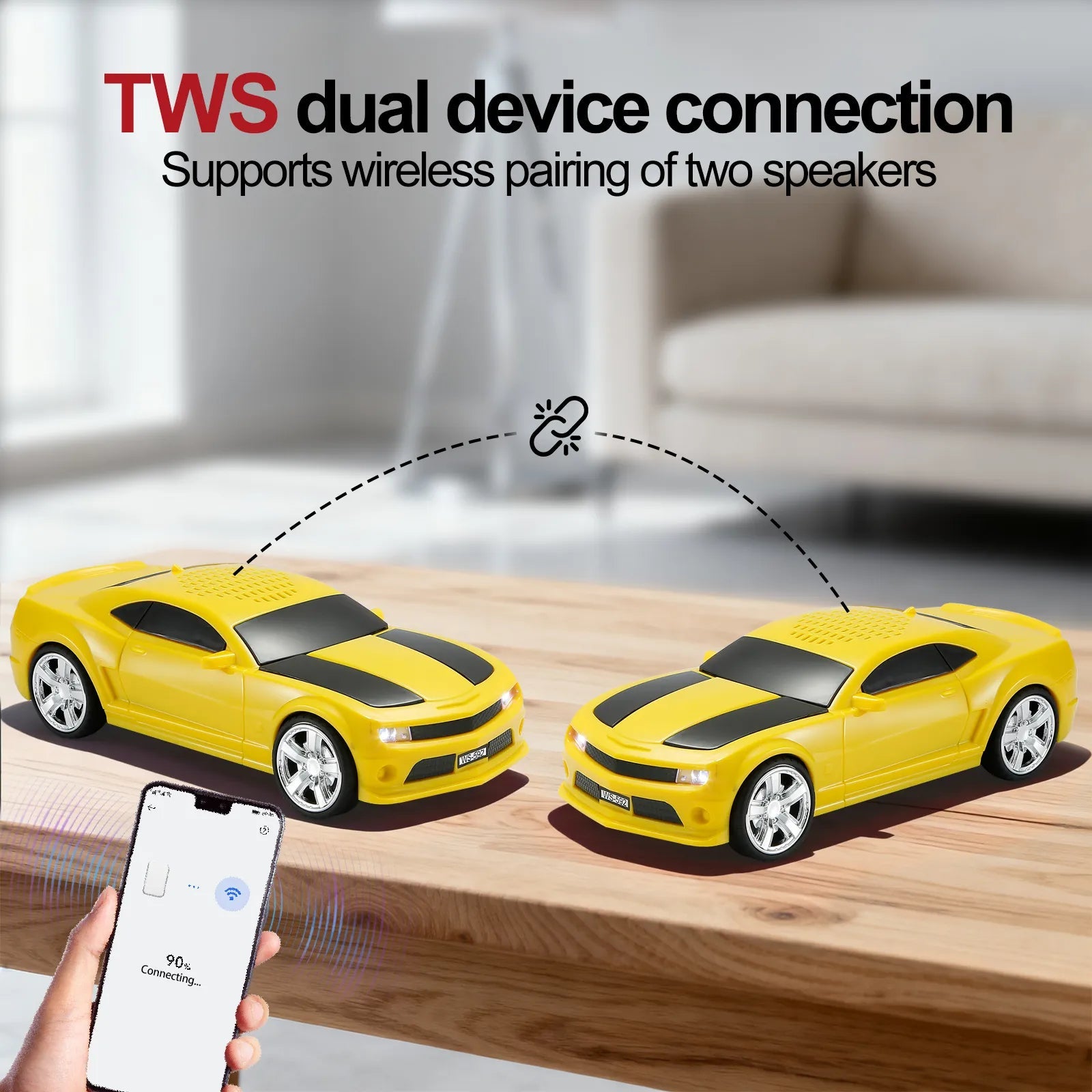 WS - 592 Supercar Design Bluetooth Replica Speaker – Portable Car Model Wireless Speaker with TWS Stereo, FM Radio, LED Party Lights, USB/TF Playback, Hands - Free Calling, Microphone - WSTER