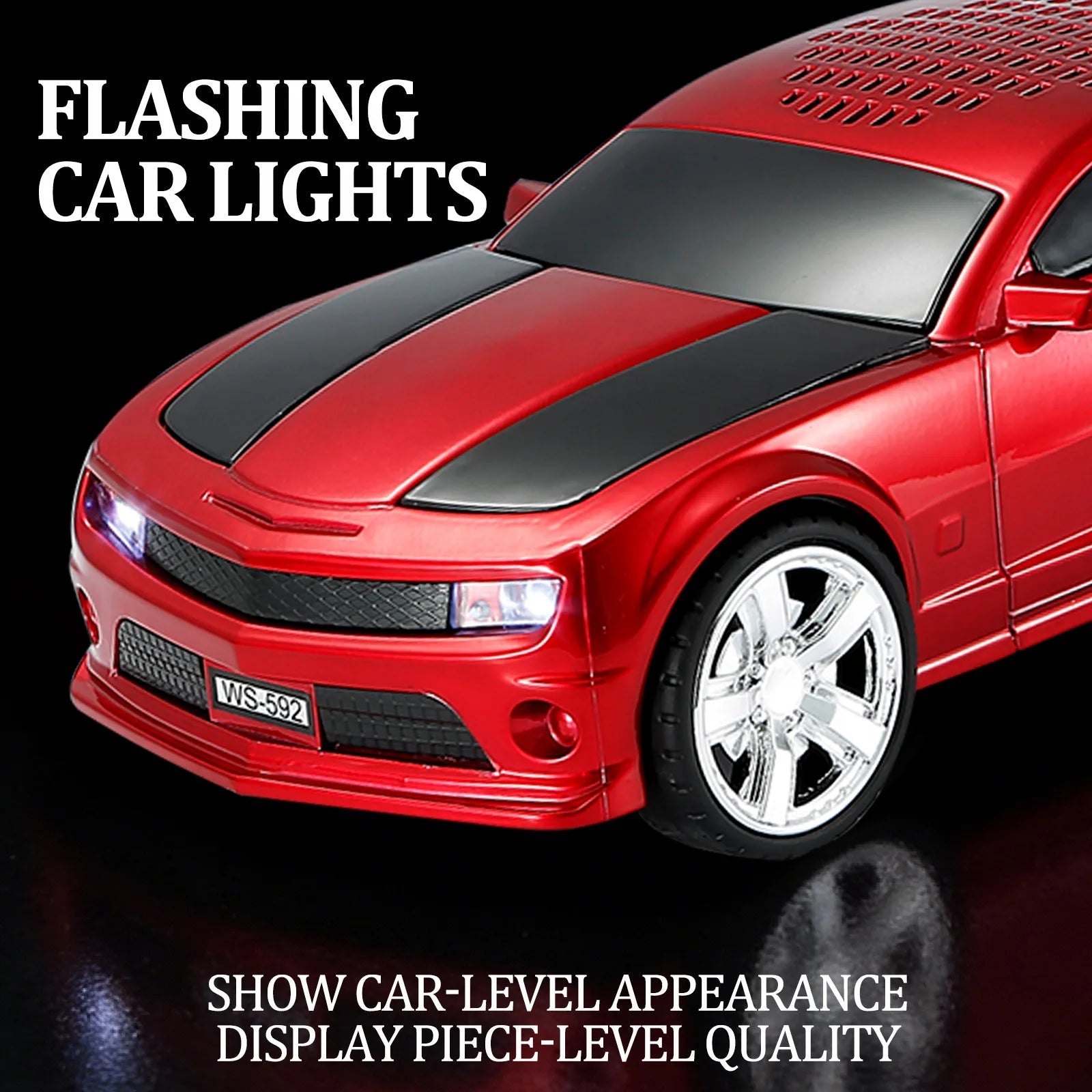 WS - 592 Supercar Design Bluetooth Replica Speaker – Portable Car Model Wireless Speaker with TWS Stereo, FM Radio, LED Party Lights, USB/TF Playback, Hands - Free Calling, Microphone - WSTER