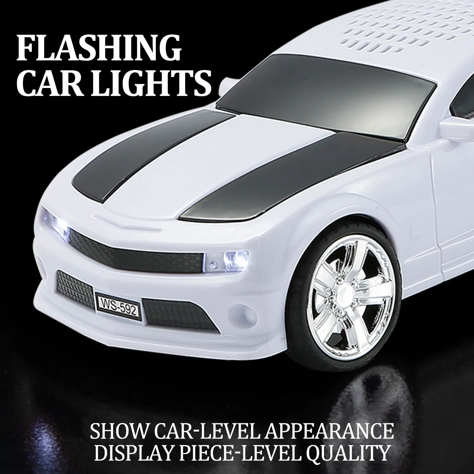 WS - 592 Supercar Design Bluetooth Replica Speaker – Portable Car Model Wireless Speaker with TWS Stereo, FM Radio, LED Party Lights, USB/TF Playback, Hands - Free Calling, Microphone - WSTER