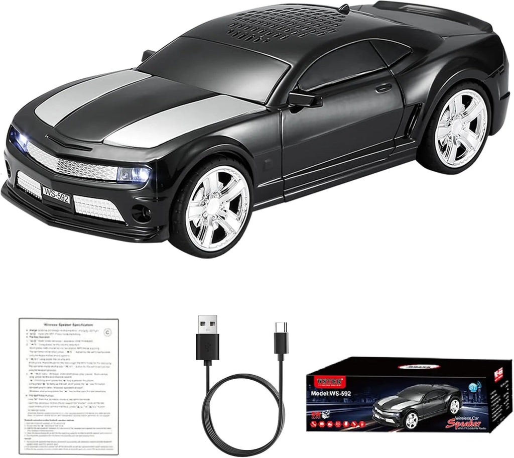 WS - 592 Supercar Design Bluetooth Replica Speaker – Portable Car Model Wireless Speaker with TWS Stereo, FM Radio, LED Party Lights, USB/TF Playback, Hands - Free Calling, Microphone - WSTER