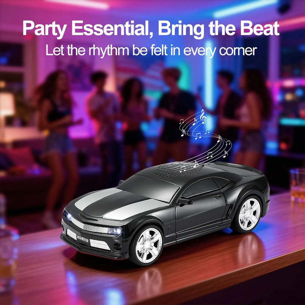 WS - 592 Supercar Design Bluetooth Replica Speaker – Portable Car Model Wireless Speaker with TWS Stereo, FM Radio, LED Party Lights, USB/TF Playback, Hands - Free Calling, Microphone - WSTER