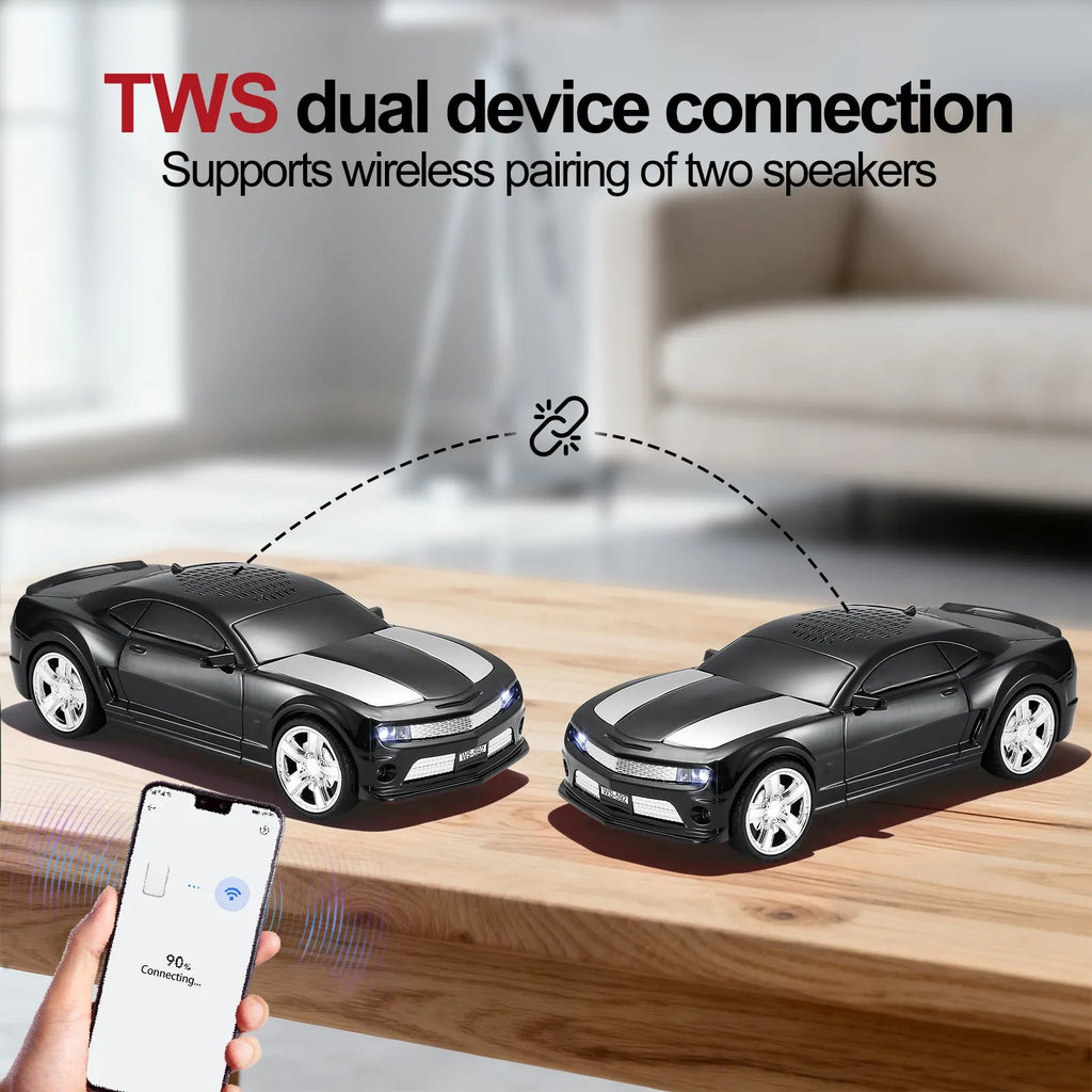 WS - 592 Supercar Design Bluetooth Replica Speaker – Portable Car Model Wireless Speaker with TWS Stereo, FM Radio, LED Party Lights, USB/TF Playback, Hands - Free Calling, Microphone - WSTER