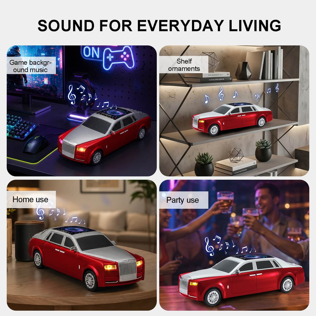 WS - 610 Luxury Sedan Replica Bluetooth Speaker – LED Starry Sky Screen Display, HD Sound, TWS Stereo,FM Radio, USB/TF Playback, Built - in Microphone, Portable Wireless Gift for Car Enthusiasts - WSTER