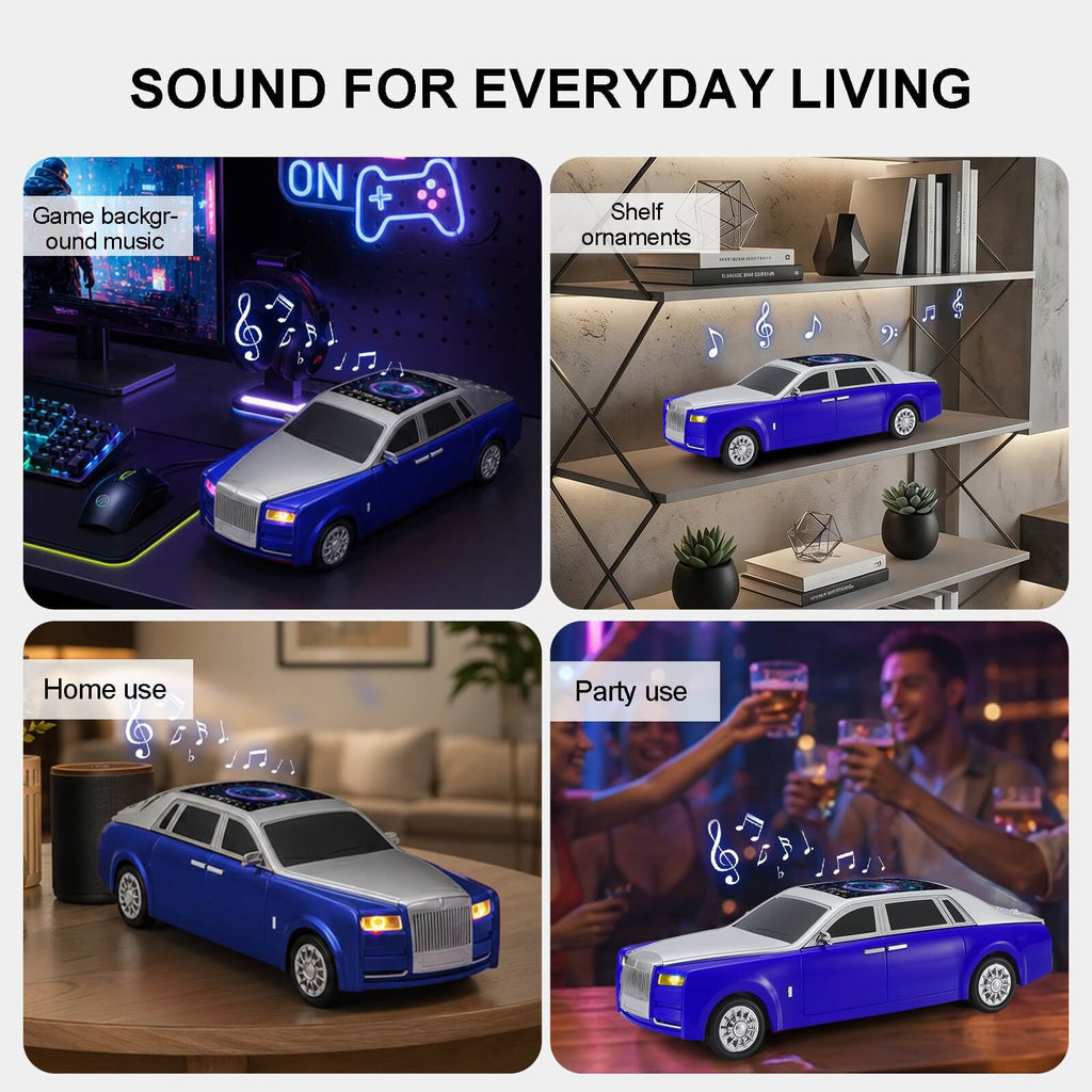 WS - 610 Luxury Sedan Replica Bluetooth Speaker – LED Starry Sky Screen Display, HD Sound, TWS Stereo,FM Radio, USB/TF Playback, Built - in Microphone, Portable Wireless Gift for Car Enthusiasts - WSTER