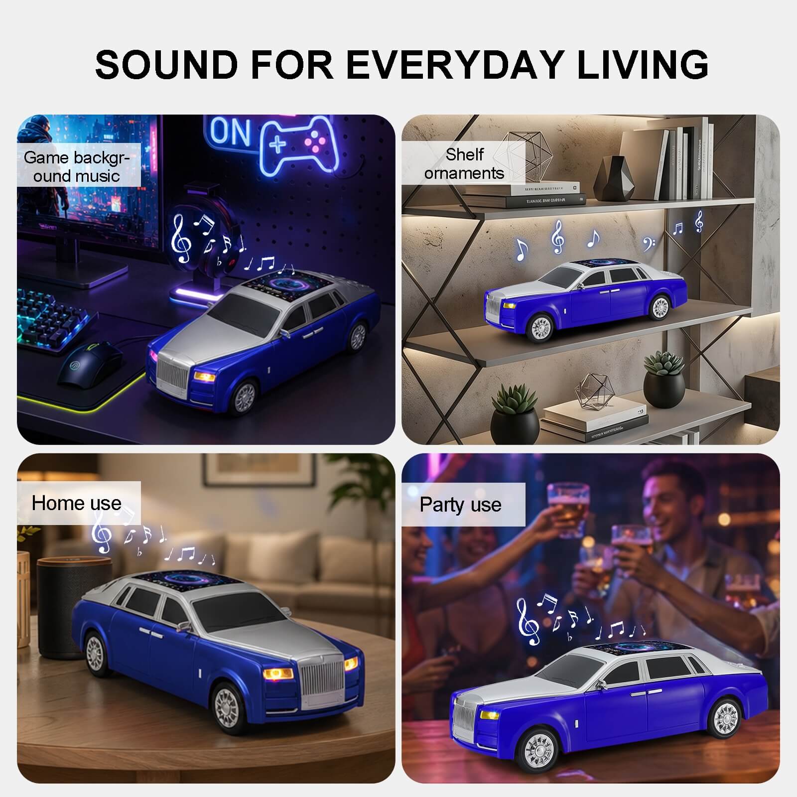 WS - 610 Luxury Sedan Replica Bluetooth Speaker – LED Starry Sky Screen Display, HD Sound, TWS Stereo,FM Radio, USB/TF Playback, Built - in Microphone, Portable Wireless Gift for Car Enthusiasts - WSTER