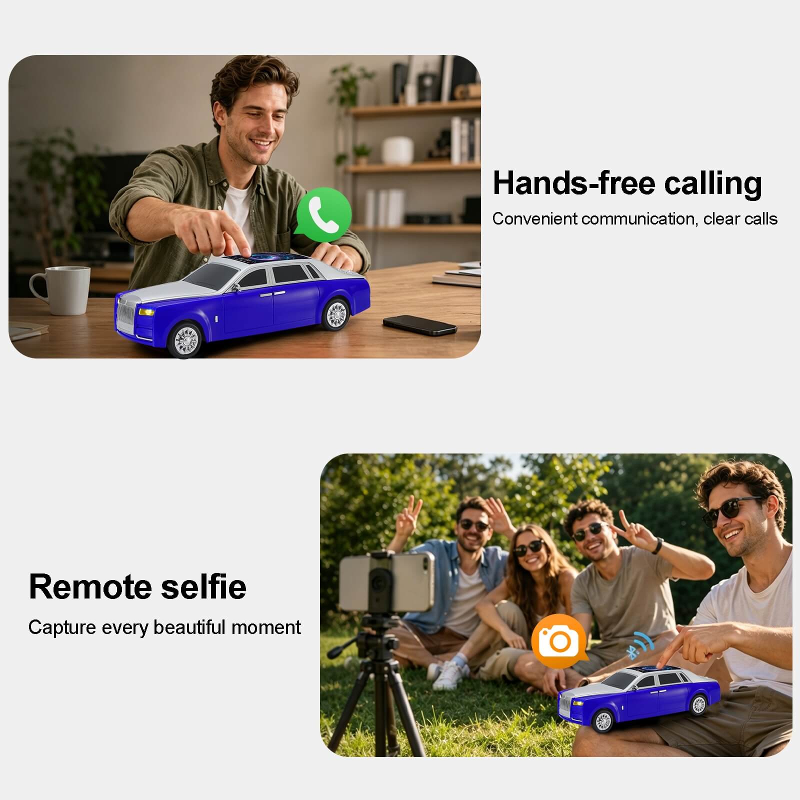 WS - 610 Luxury Sedan Replica Bluetooth Speaker – LED Starry Sky Screen Display, HD Sound, TWS Stereo,FM Radio, USB/TF Playback, Built - in Microphone, Portable Wireless Gift for Car Enthusiasts - WSTER