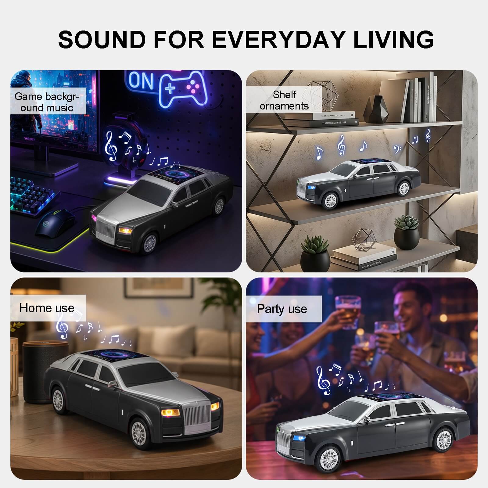 WS - 610 Luxury Sedan Replica Bluetooth Speaker – LED Starry Sky Screen Display, HD Sound, TWS Stereo,FM Radio, USB/TF Playback, Built - in Microphone, Portable Wireless Gift for Car Enthusiasts - WSTER