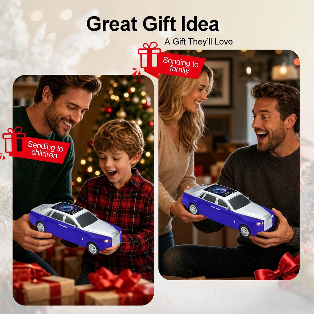 WS - 610 Luxury Sedan Replica Bluetooth Speaker – LED Starry Sky Screen Display, HD Sound, TWS Stereo,FM Radio, USB/TF Playback, Built - in Microphone, Portable Wireless Gift for Car Enthusiasts - WSTER
