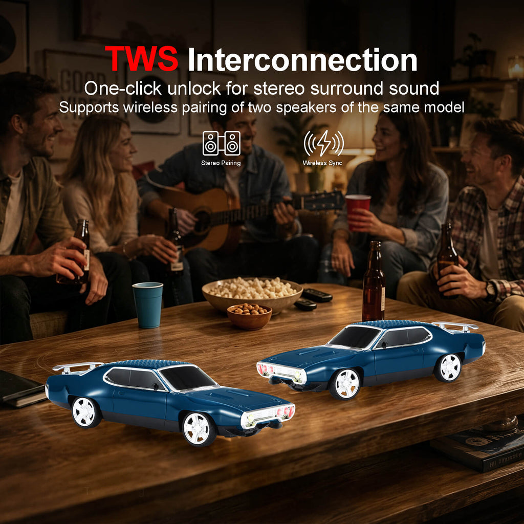 WS - 620 Classic Muscle Car Bluetooth Replica Speaker – Portable Wireless with HD Sound, TWS Stereo Pairing, LED Party Light, USB/TF/FM Support, Built - in Mic, Home Audio Cars Speaker Gift - WSTER