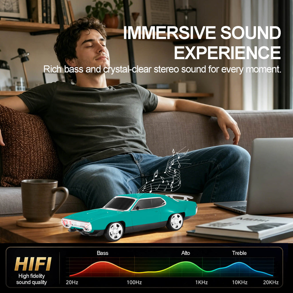 WS - 620 Classic Muscle Car Bluetooth Replica Speaker – Portable Wireless with HD Sound, TWS Stereo Pairing, LED Party Light, USB/TF/FM Support, Built - in Mic, Home Audio Cars Speaker Gift - WSTER