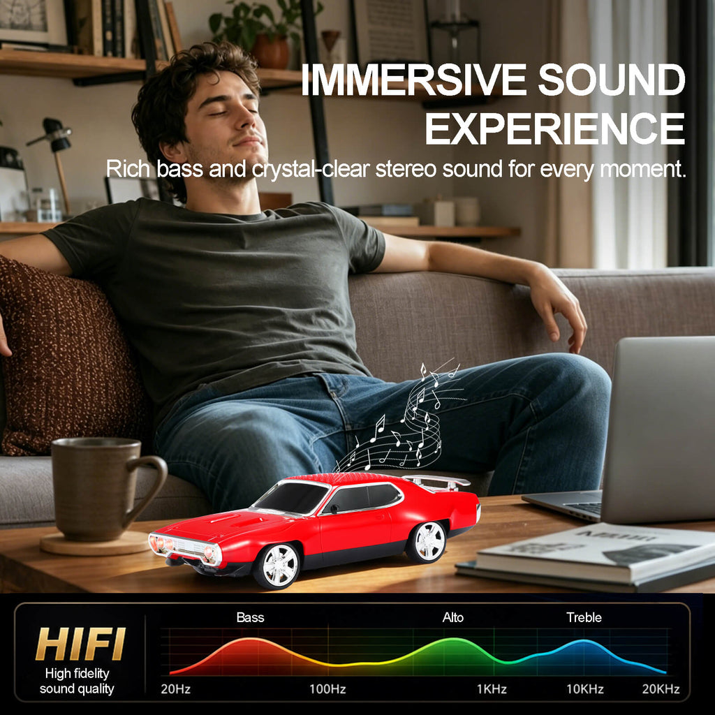 WS - 620 Classic Muscle Car Bluetooth Replica Speaker – Portable Wireless with HD Sound, TWS Stereo Pairing, LED Party Light, USB/TF/FM Support, Built - in Mic, Home Audio Cars Speaker Gift - WSTER