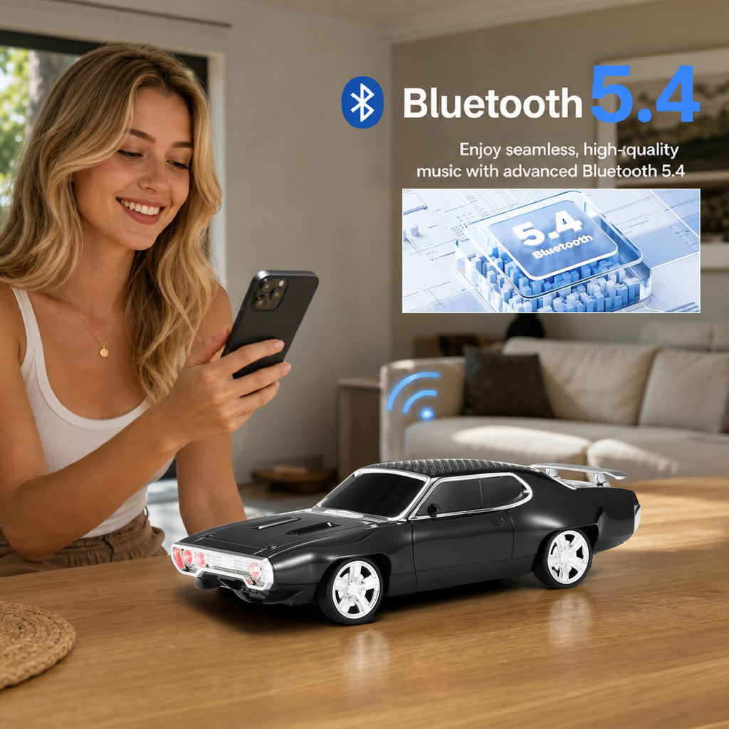 WS - 620 Classic Muscle Car Bluetooth Replica Speaker – Portable Wireless with HD Sound, TWS Stereo Pairing, LED Party Light, USB/TF/FM Support, Built - in Mic, Home Audio Cars Speaker Gift - WSTER